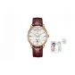 White Dial Rose Gold Case Brown Leather Strap