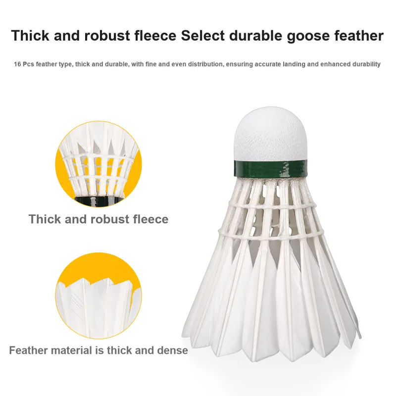 PEAK Race T16 Goose Feather Shuttlecock 12 Pack Goose Feather Indoor Outdoor Competition Training Ball Shuttlecocks-2