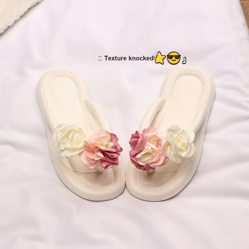 XMISTUO Soft And Bouncy Feeling Women's Summer EVA Floral Comfortable Slip Resistant Waterproof Flip Flops-3