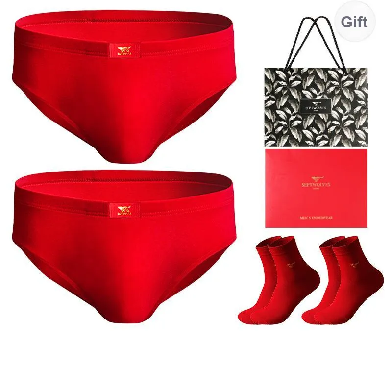 SEPTWOLVES Underpants Men's Prosperity 4 Piece Gift Box Set+Shopping Bag