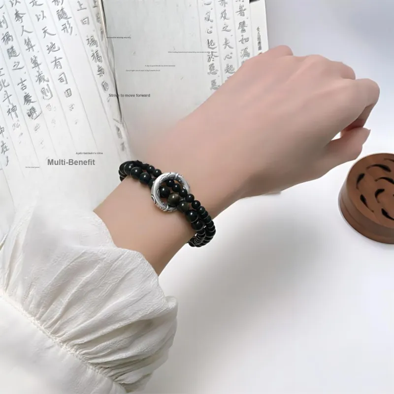 Strange Snow Natural Obsidian Bracelets Women's-4