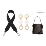 Coach Mollie Black Wide Strap 64cm+Gold White Four-Leaf Clover Round Buckle 10cm[2 Pack]