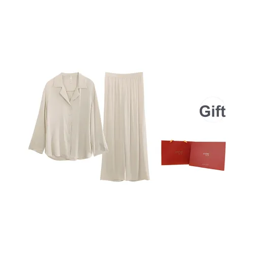 JINSANT Пижамный комплект Женская Сумка для покупок Белый нефритовый Синий