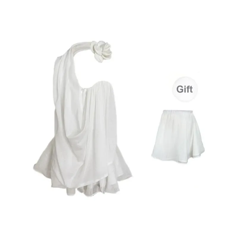 QYPRF Sleeveless Dresses Women's White Set-0