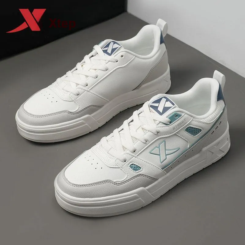 XTEP Street Play Collection Anti-Slip And Wear-Resistant Lightweight Low-Top Skateboard Shoes Men's White Gray Blue-10