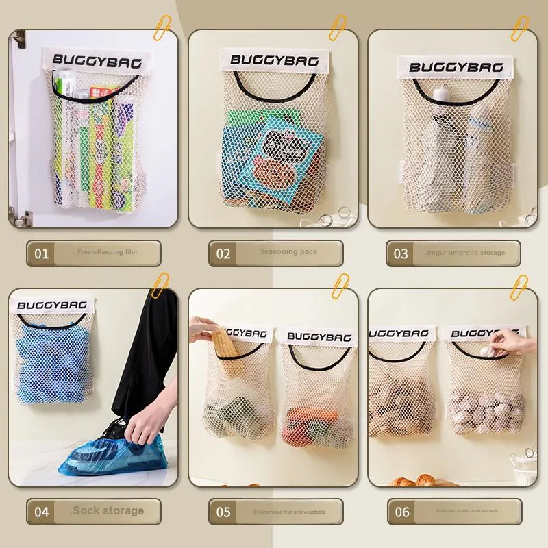 Xiaomi Mom Wall Mounted Large Capacity Storage Basket For Organizing And Storing Plastic Bags With Mesh Bag-6