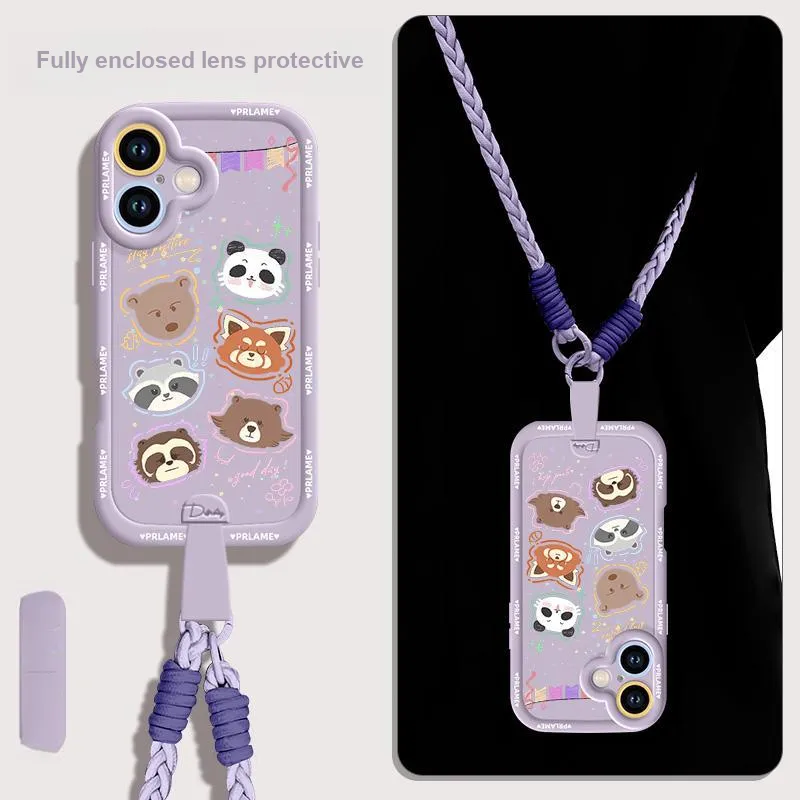 Sen Dog Silicone Material Cartoon With Lanyard Crossbody Phone Cases Compatible With Apple 16 Pro Max/Pro/Plus/15/14/13-37