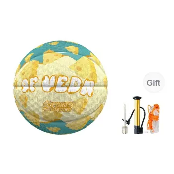 VEIDOORN Rubber Basketball Light Yellow Size 5 Ball/Size 7 Ball Street Training Competition Unisex