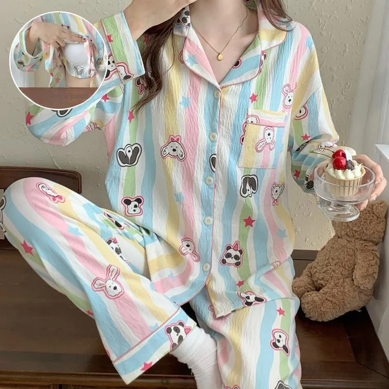 Qiao Ni Tong Pajama Set Women's Rainbow-1