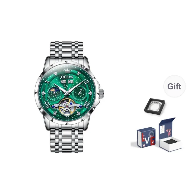 OLEVS Automatic Mechanical Movement Stainless Steel Watchband Watch Men's Watches Black Dial-28