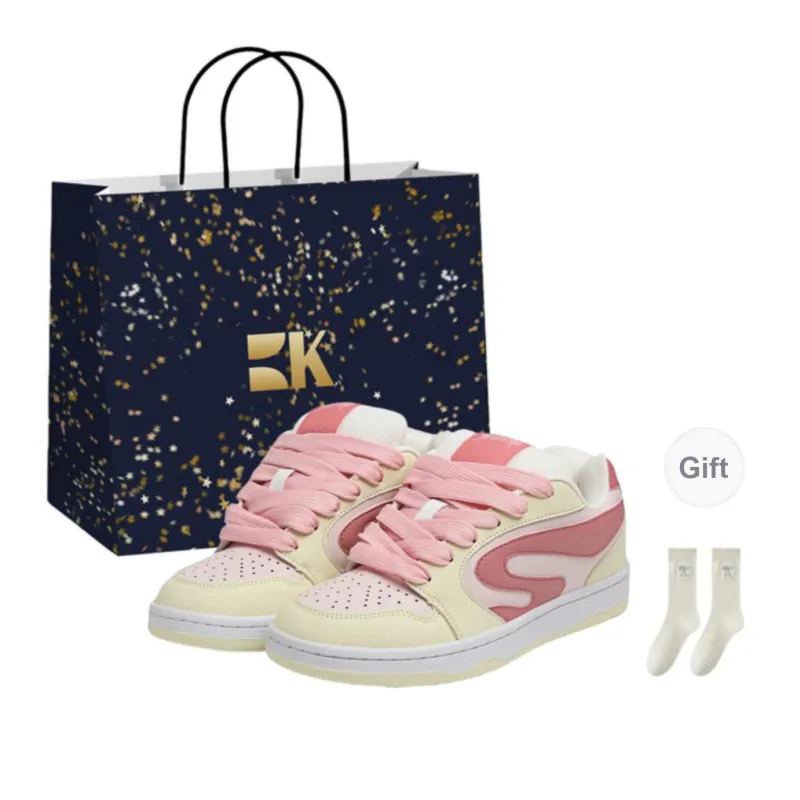Boldi Kuki Anti Slip Wear Resistant Low Top Skateboard Shoes Women's Strawberry Pink-0