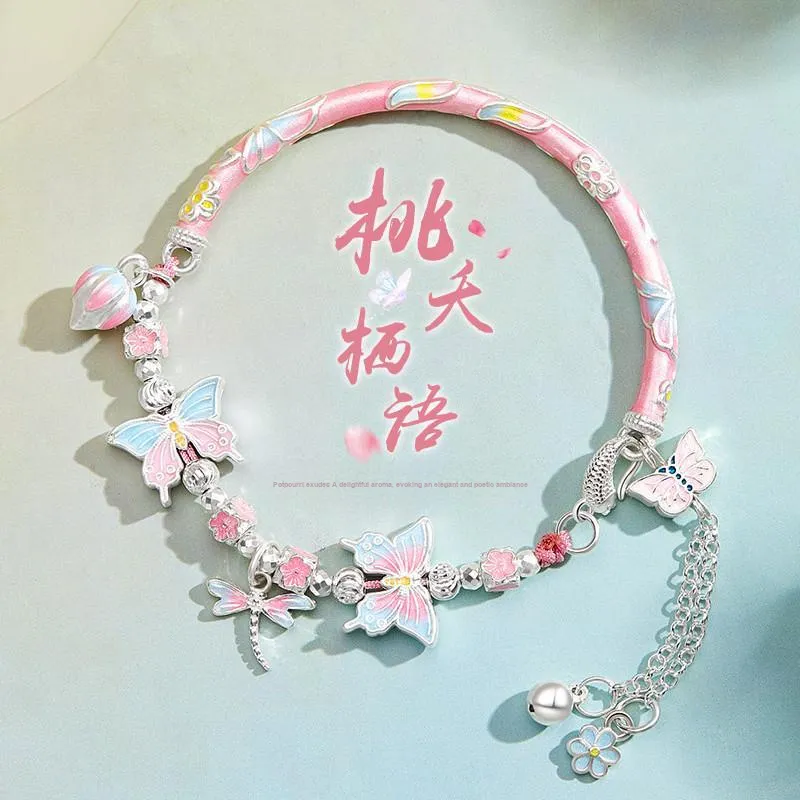 TUTAE 999 Fine Silver Sterling Silver Bracelets Women's Pink-10
