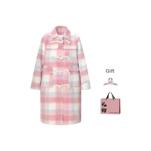 BAIDAIFEI Розовый В комплекте с заколкой-крабом + эксклюзивной сумкой для покупок Женское пальто