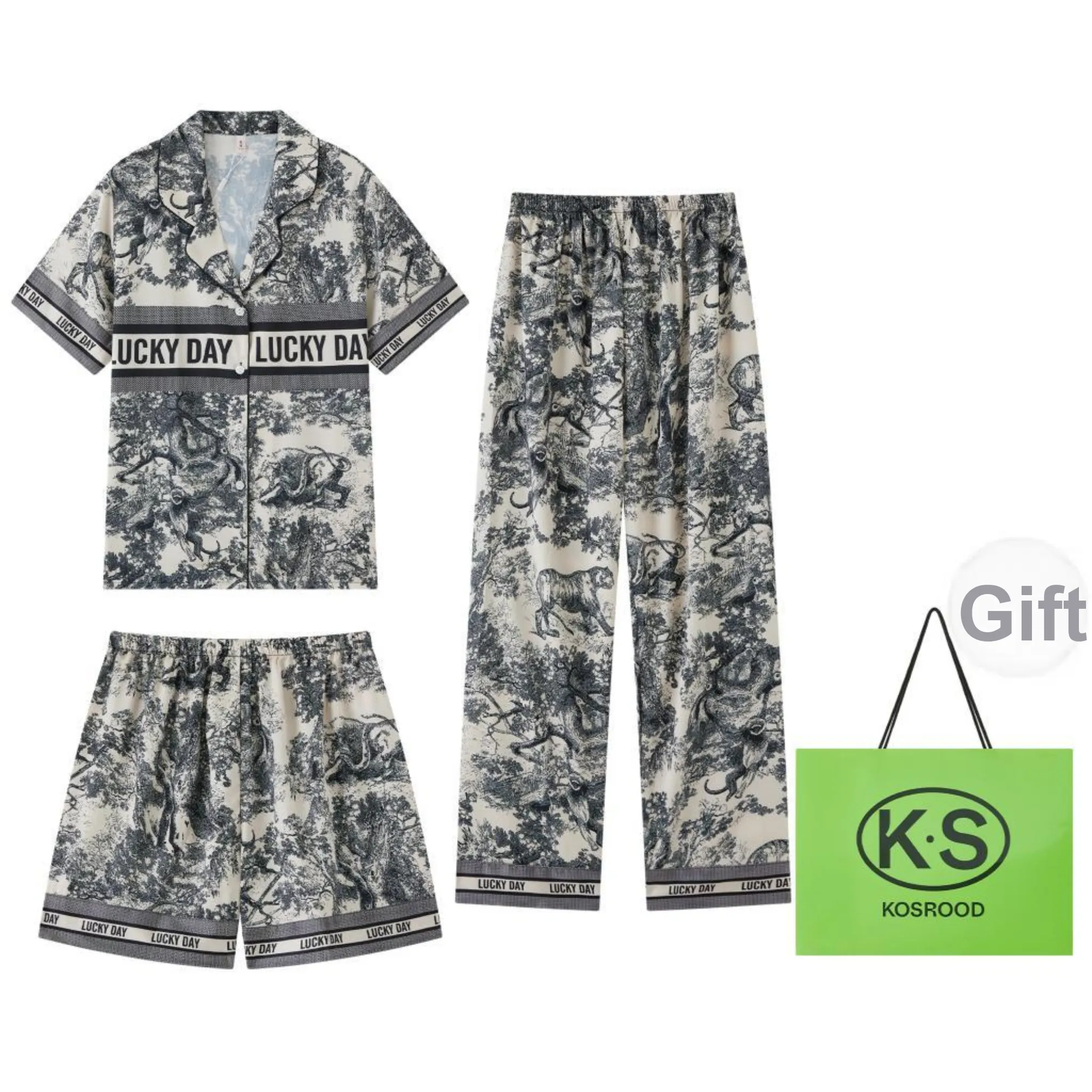 Kosrood Pajama Set Unisex Three Piece Set Image Color