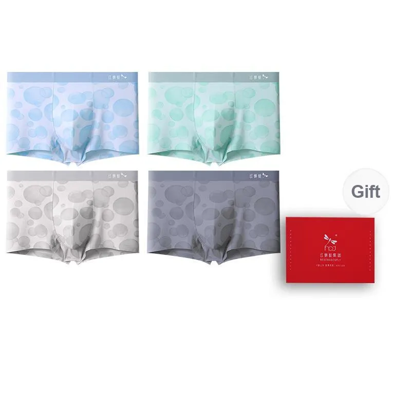 RED DRAGONFLY Ice Silk Panties Men's 4 Piece Gift Box Sets-4