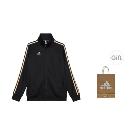 Adidas Jackets Men Black Base With Gold Stripes+Gift Bag