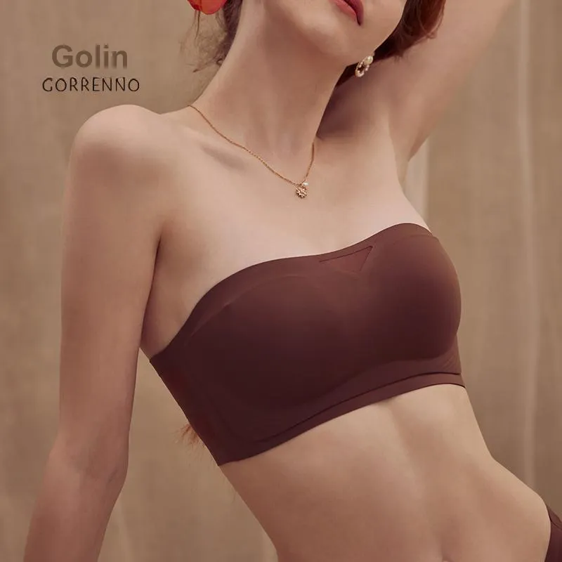 GORRENNO Strapless Bra Women's Milk White-10