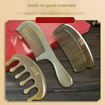 Cow Daddy Yak Horn Massage Comb And Moxibustion Board Combo Set Wide-Tooth Meridian Scalp Detangling Three-Piece Set