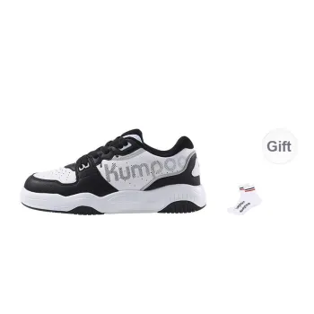KUMPOO Wear Resistant Breathable Supportive Lightweight Rebound Low Top Badminton Shoes Unisex Black White