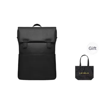 LEVEL8 PU Backpack Medium Size Unisex Black