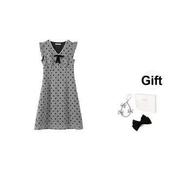 Fstudio Korean Style Hollow Out V Neck Bowknot A Line Sleeveless Dress Women's