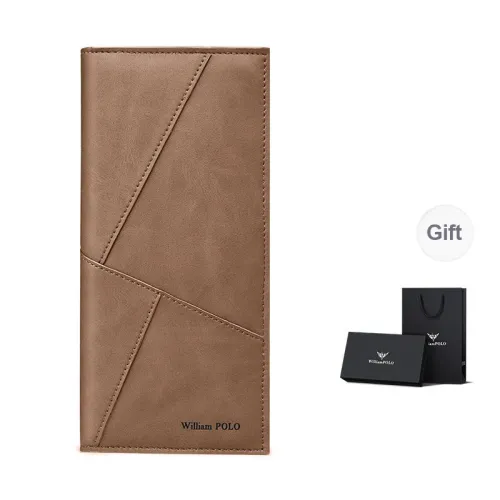 WilliamPOLO Microfiber Synthetic Leather Wallet With Multiple Card Slots Money Clip Regular Unisex Khaki