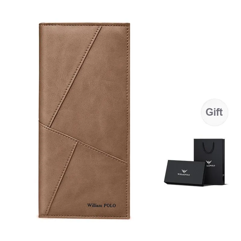 WilliamPOLO Microfiber Synthetic Leather Wallet With Multiple Card Slots Money Clip Regular Unisex Khaki-0