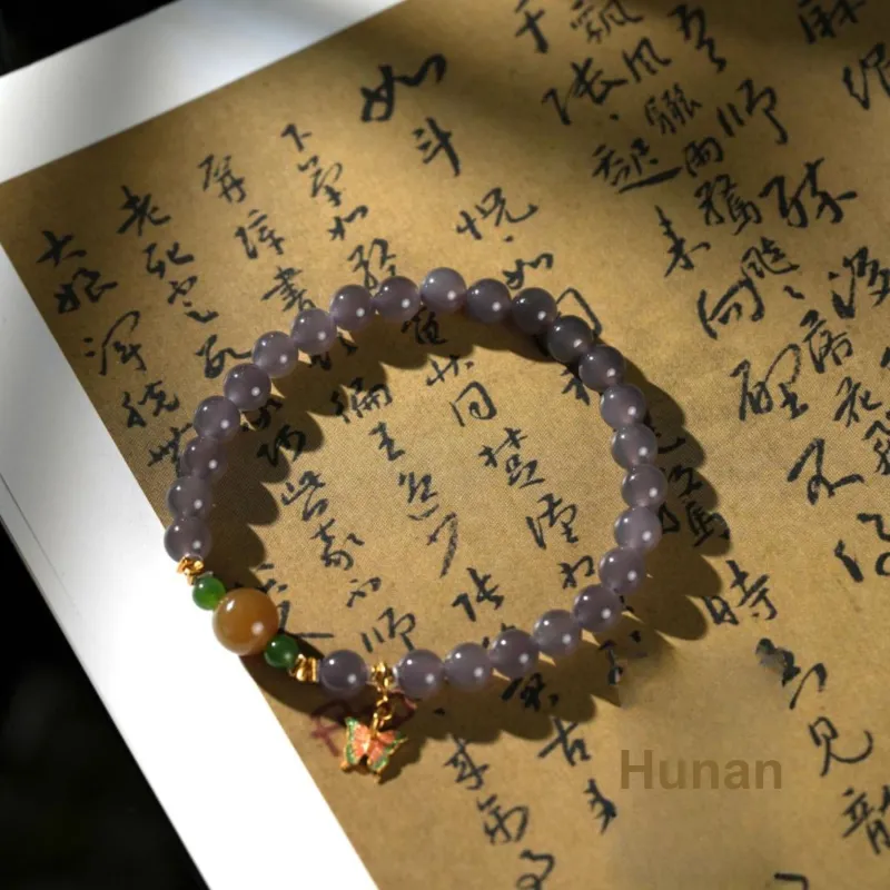 Clear Snow Hetian Jade Bracelets Smoky Purple Women's-1