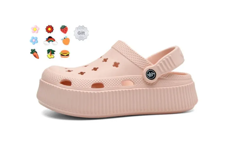 HLA Clogs Women's Squashy And Bouncy Feeling Platform Reversible Outerwear Seaside Slippers-10