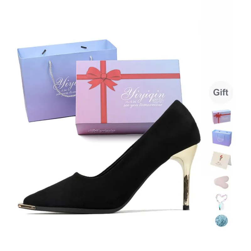 Take The Qin Slim Heel High Heels Women's Black-12