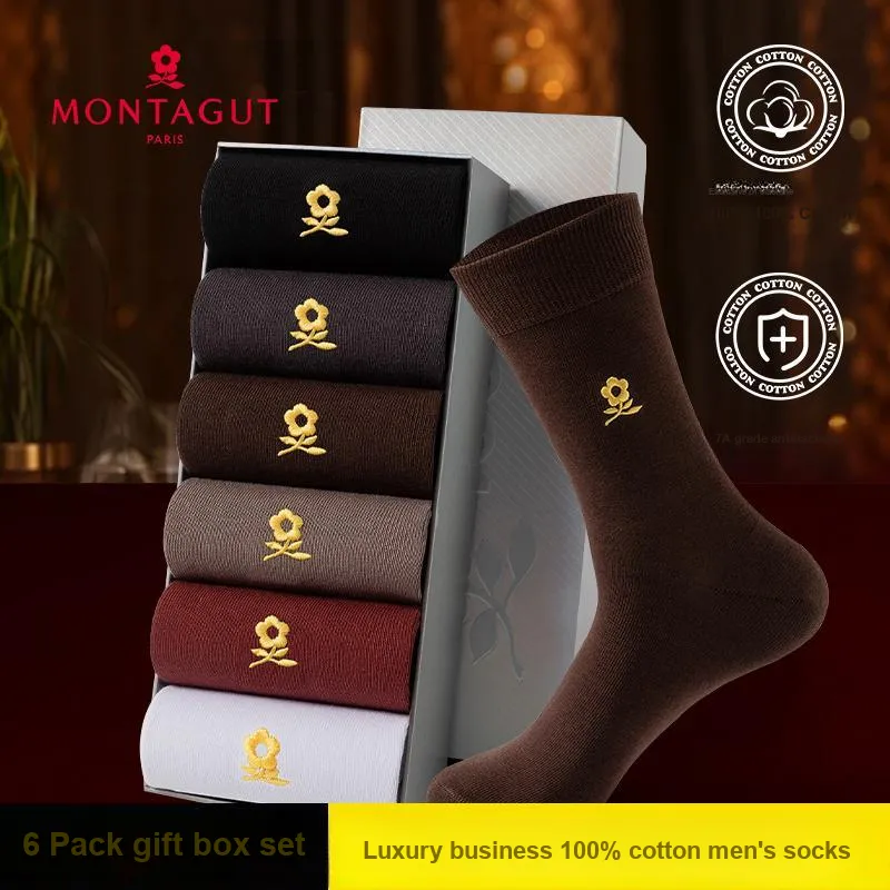 Montagut Knee High Socks Men's Gift Box Of 6 Doubles-9