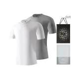 Crew Neck 2 Pack (White+Heather Gray) 2 Pcs, Great for Mixing and Matching!