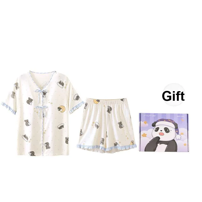 JINGYUN Deep Pajama 70 Pajama Set Women's Cloud Light White-5