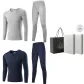 2-Piece Underwear Set (Light Heather Gray+Navy Blue) 100% cotton, Breathable/3A Antibacterial/Classic Crew Neck