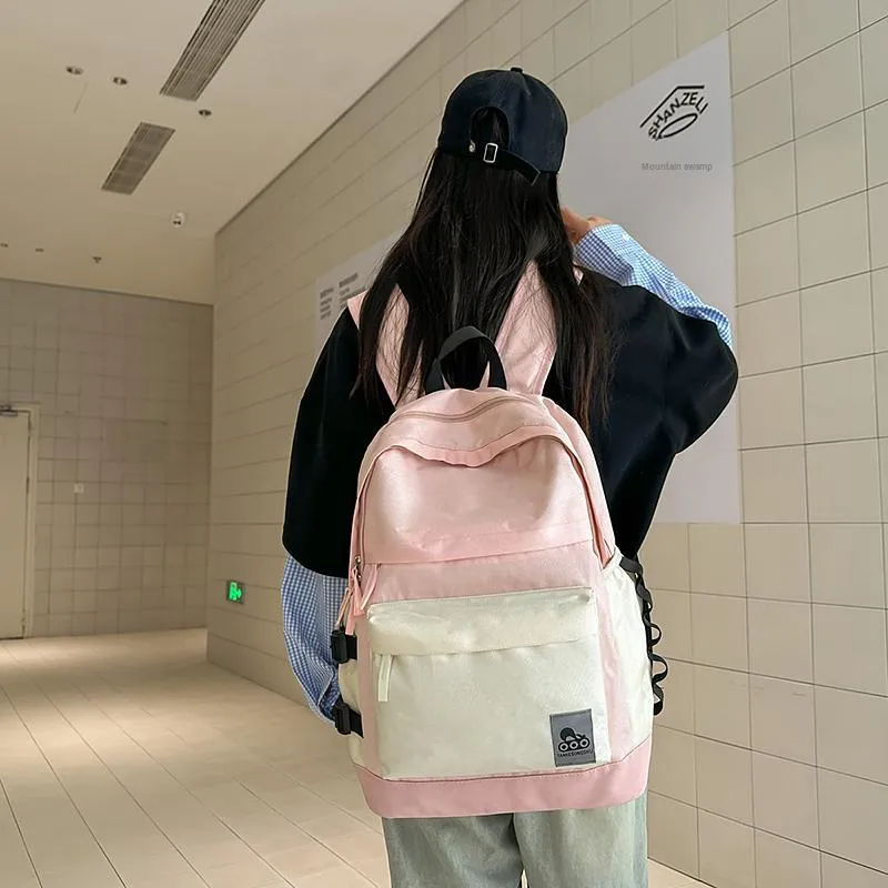 BUBM Nylon Backpack Unisex Black/Gray/Green/Pink-18