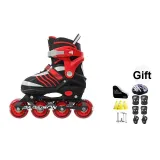 Red+Multicolor Box Packaging+Roller Single Shoulder Bag+Helmet Protective Gear 7-Piece Set
