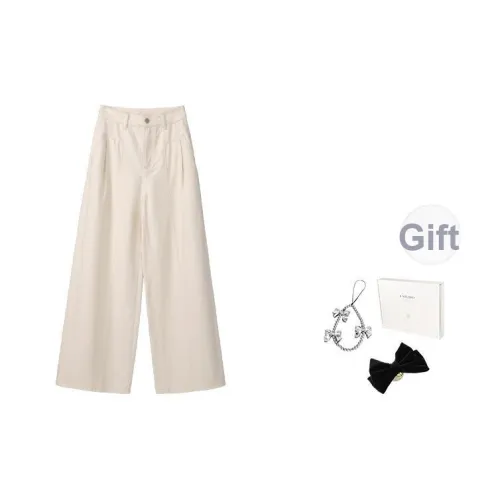 Fstudio Летний Корейский стиль 100% хлопок Прямой крой Универсальный Повседневный Широкие штаны Женские