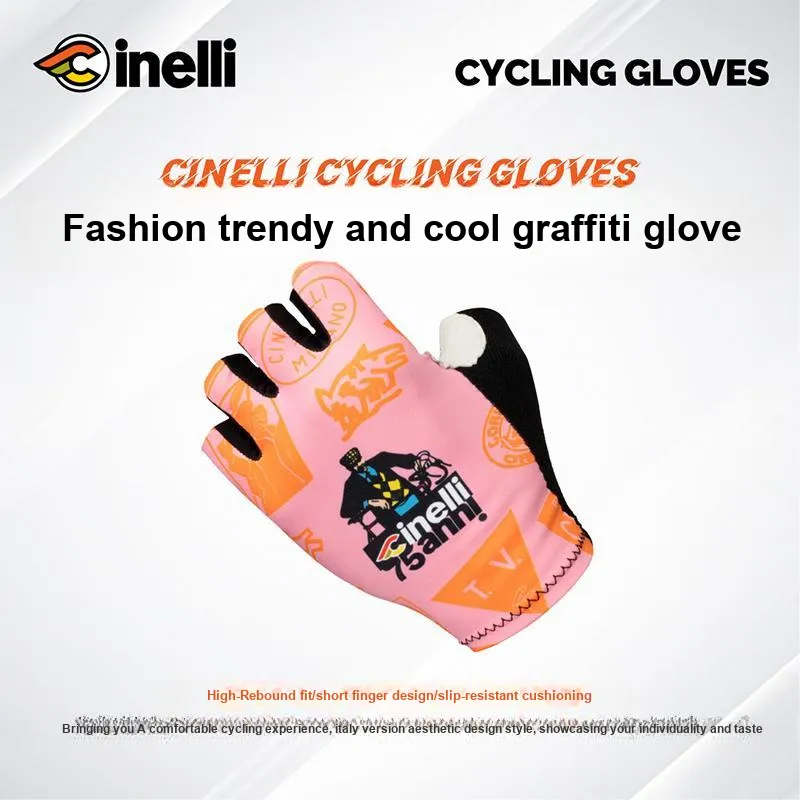 CINELLI Riding Equipment Glove Unisex Pink White-1
