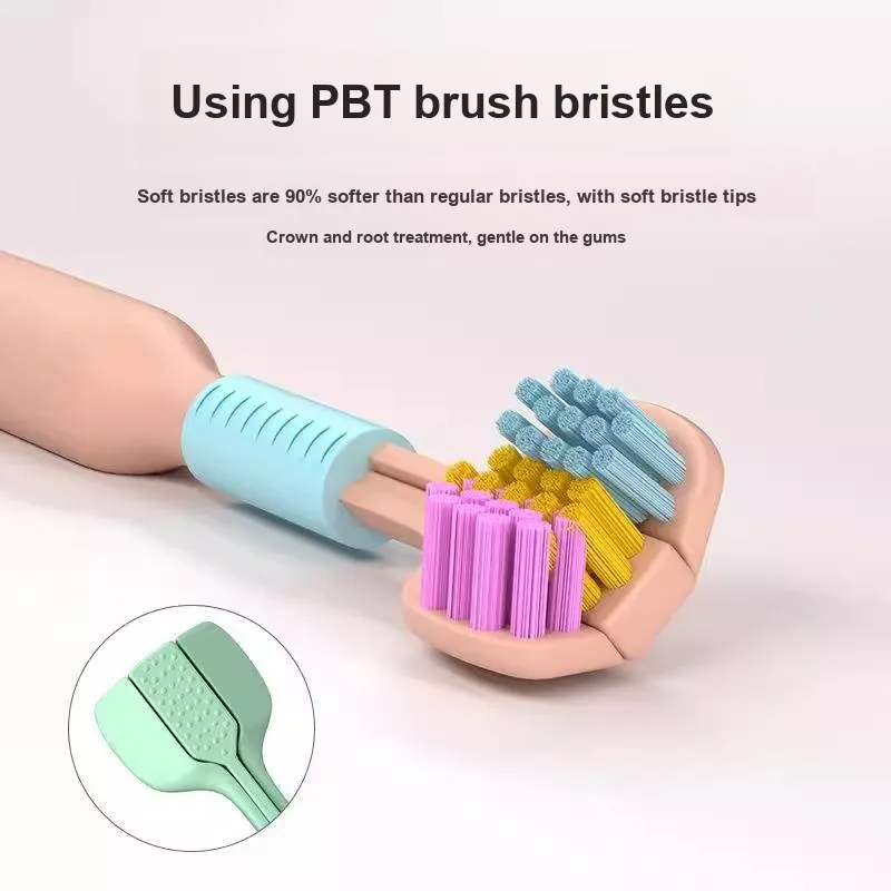 ZHENZI Three Puffy Wrap Couple Soft Bristles Premium Home Wide Head Gum Protection Cleaning Tongue Cleaner Toothbrush-4