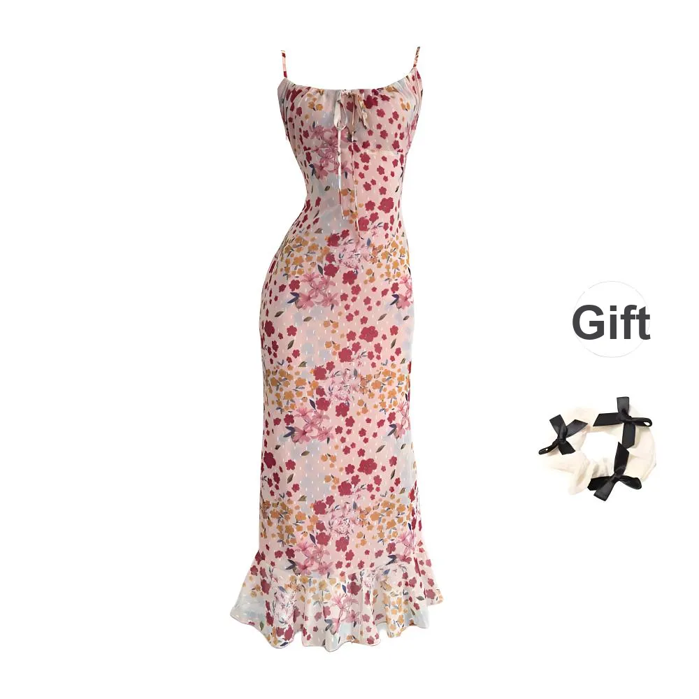 TURN UP Slip Dress Women's Pink Bowknot Hair Tie Comes With