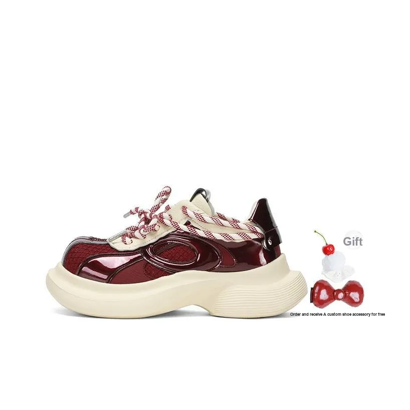 Ouder Street Anti-Slip And Wear-Resistant Height Increasing Low-Top Casual Shoes Women's Red