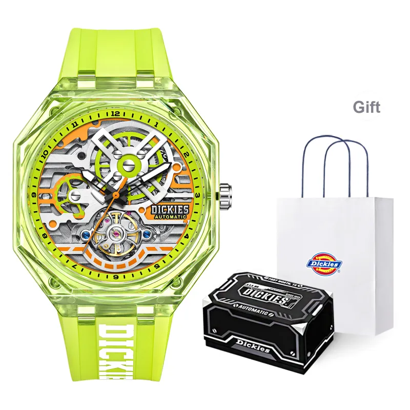 Dickies Starlight Collection Wrist Watch Mechanical Movement Cut Out Dial Unisex Shopping Bag+Box-3