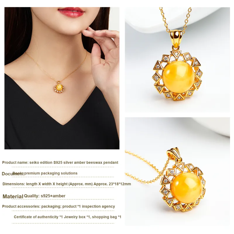 Oriental Jade Amber Beeswax Jade Necklaces Women's-2