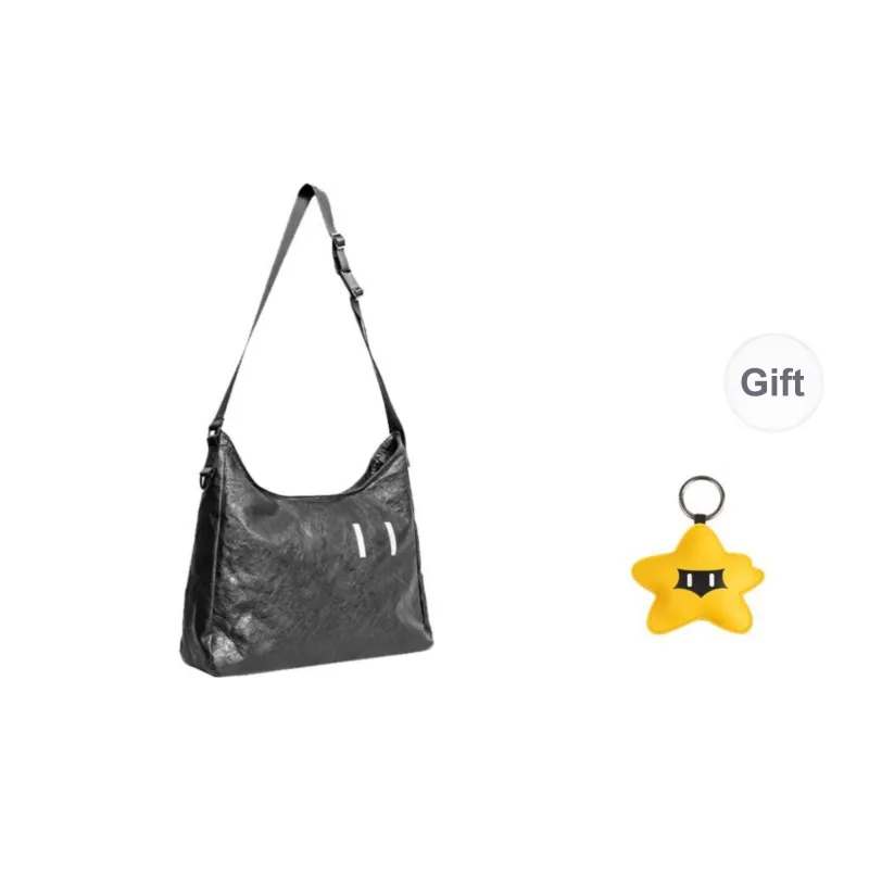 One Person's Planet DuPont Paper Shoulder Bag Crossbody Bag Large Size Unisex Black-4
