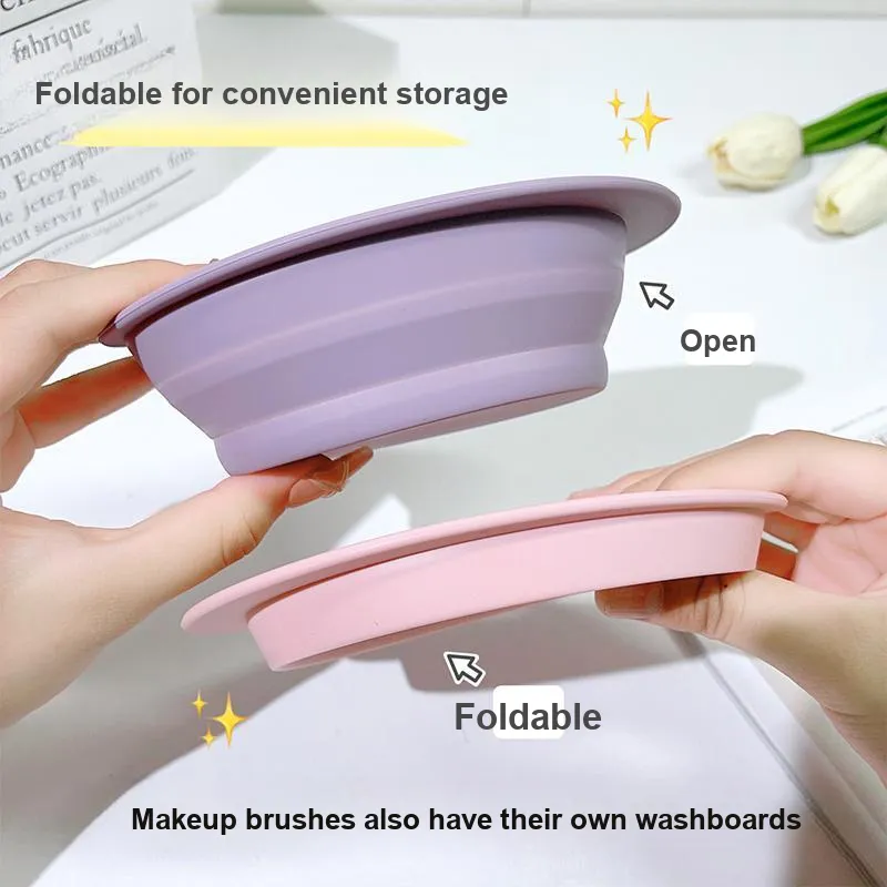JONBOS Silicone Foldable Dishwashing Brush Makeup Brush Cleaner Cleaning Brushes Powder Puff Makeup Sponge-1