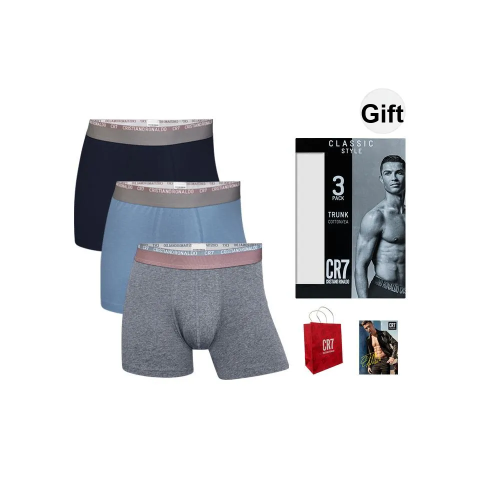 CR7 CRISTIANO RONALDO Underpants Men's 3 Pack Navy Blue/Misty Gray/Mist Blue