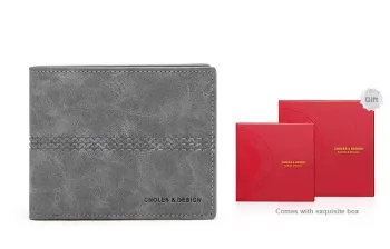 CNOLES Leather Money Clip Card Holder Wallet Men's Dreamy Gray