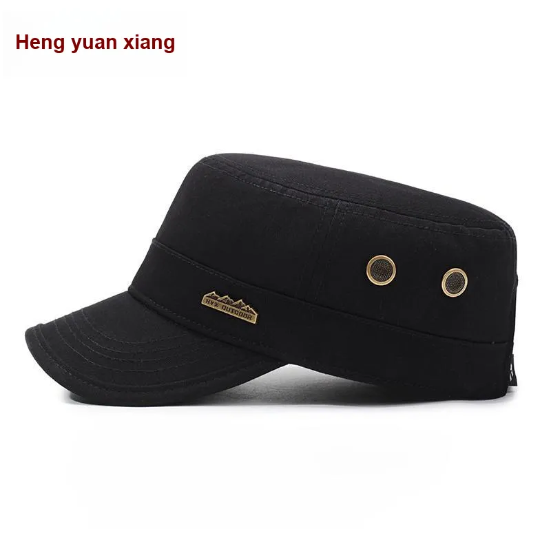 H YXIANG Cotton Flat Top Hat Men's-3