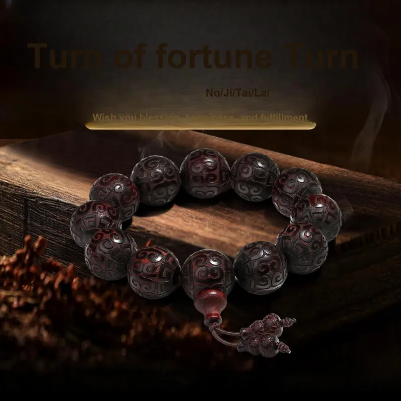 PUTUOSHANWENCHUANG Small Leaf Red Sandalwood Bracelets Unisex-4