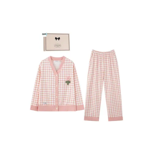 MIOJUER Пижамный комплект Весенний Осенний Женский Розовый